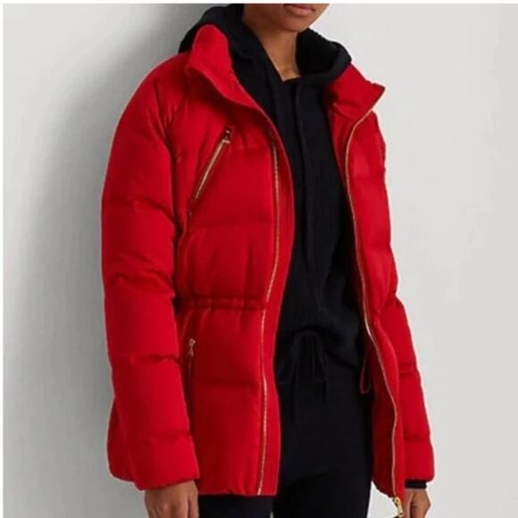 Lauren Ralph Lauren Jackets & Blazers - Lauren Ralph Lauren Red Zippered Cinched Waist Puffer Jacket NWT Medium